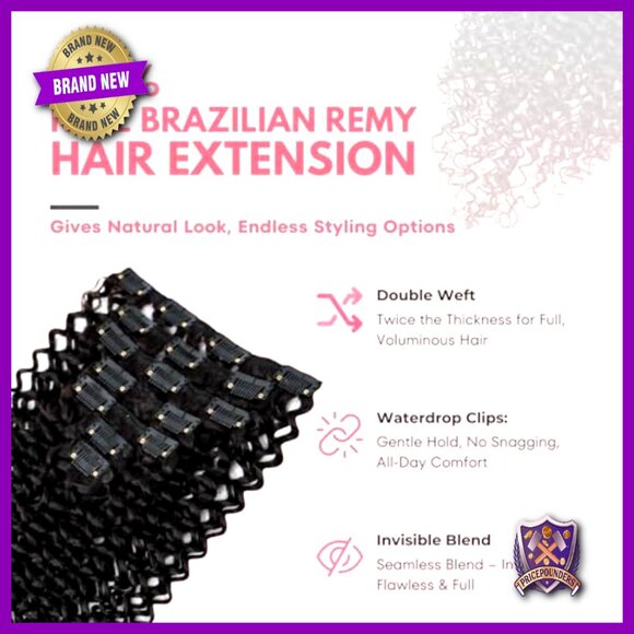 16 Inch Clip In Human Hair Extensions, 3.52oz, 7 Pieces, Scalp-Friendly